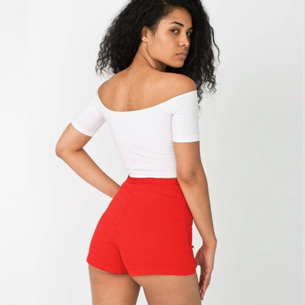 AA American Apparel high-waist cuff shorts - Red